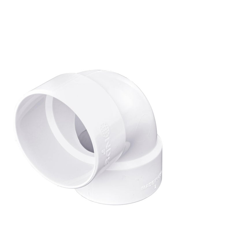 NDS 3P02 PVC 90-Degree Elbow, 3-Inch, for Hub X Hub solvent-weld connections, for Use with 3-Inch Sewer and Drain Pipes, White - Image 1